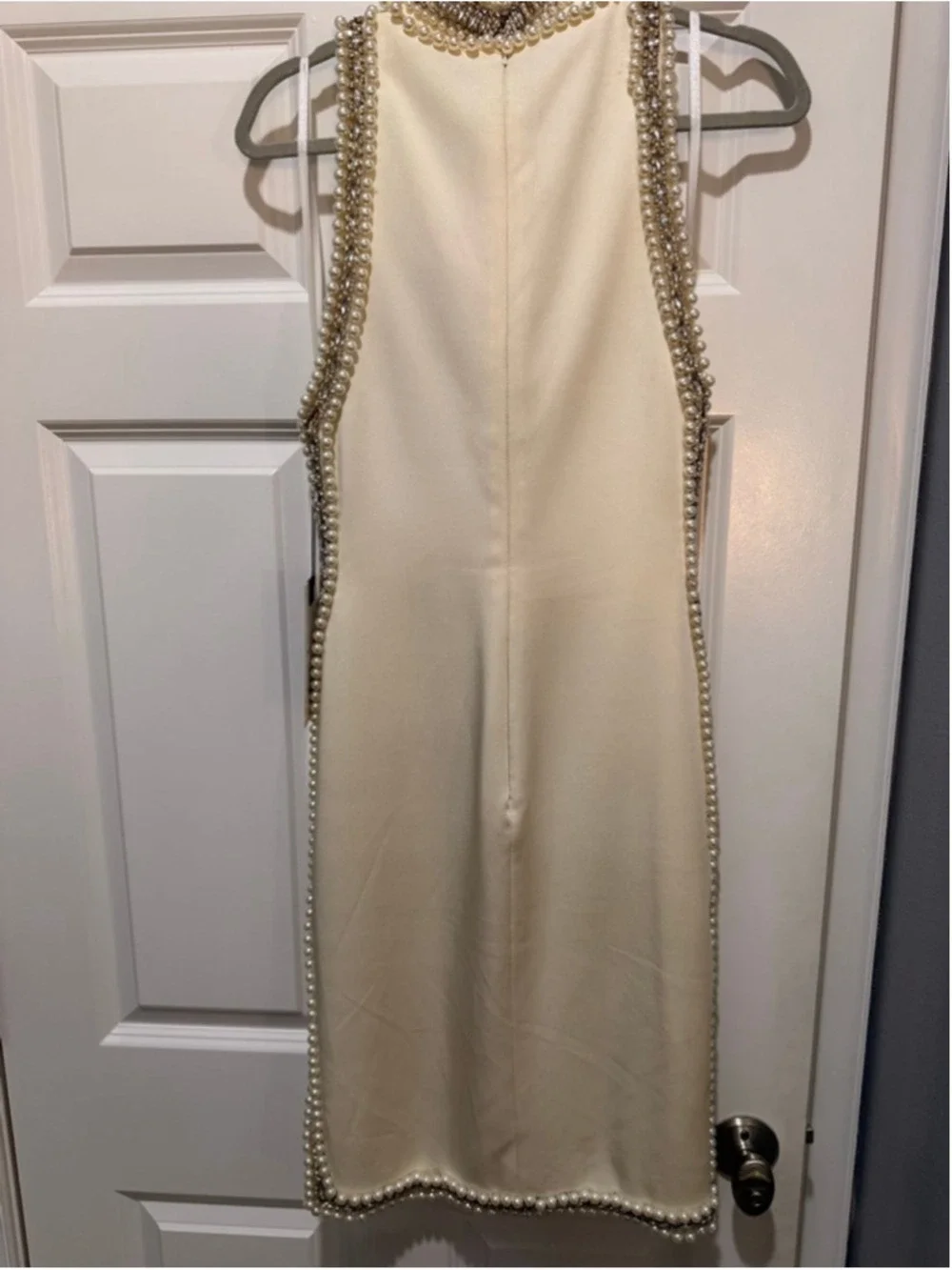 Women's Mac Duggal Ivory Embellished Mini Dress Size 4
